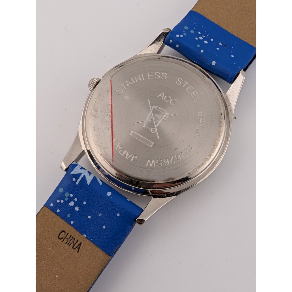 Avon 2010 Happy Holidays Snowflake Strap Watch 32mm Case Blue Band- New Battery - Picture 4 of 6